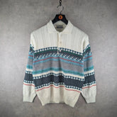 College Jumper Mens Large L Vintage Collared Knitted Italian Cotton